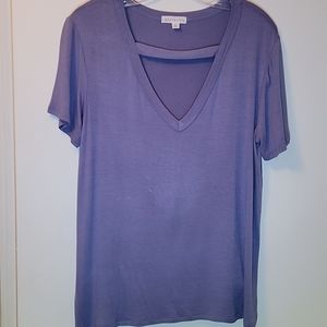 Dusky Blue V-neck Blouse